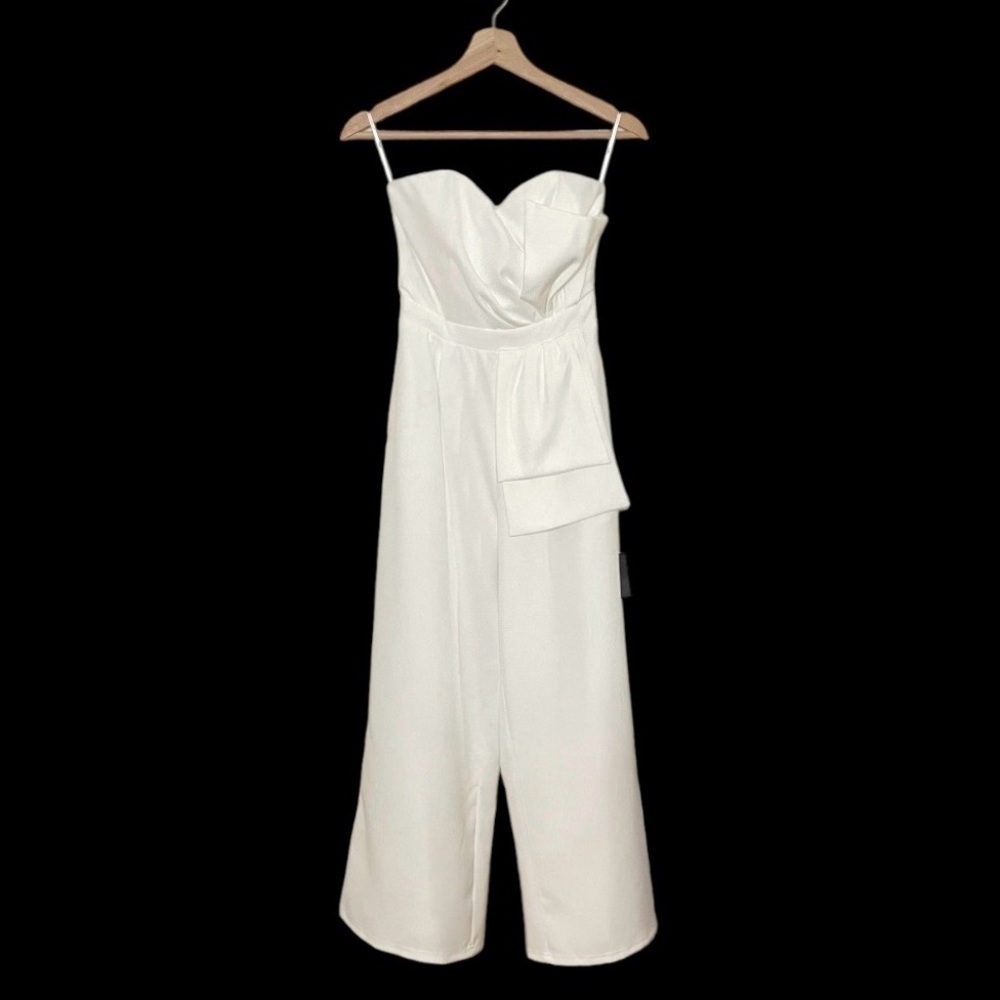 NWT Lulus Won A Heart Strapless Sweetheart Wide Leg Jumpsuit White XS - Picture 5 of 16
